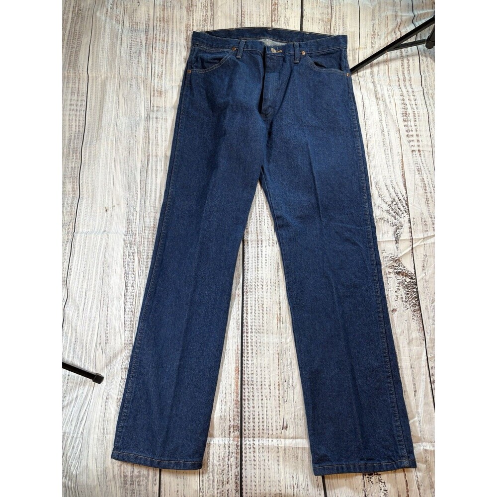 Wrangler 13MWZ Cowboy Cut Jeans Mens 35x32 Indigo Blue Denim Straight Leg